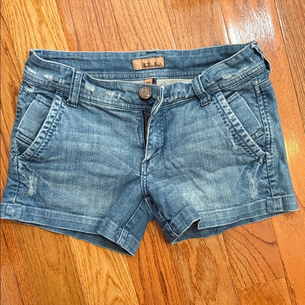 See through soul denim shorts